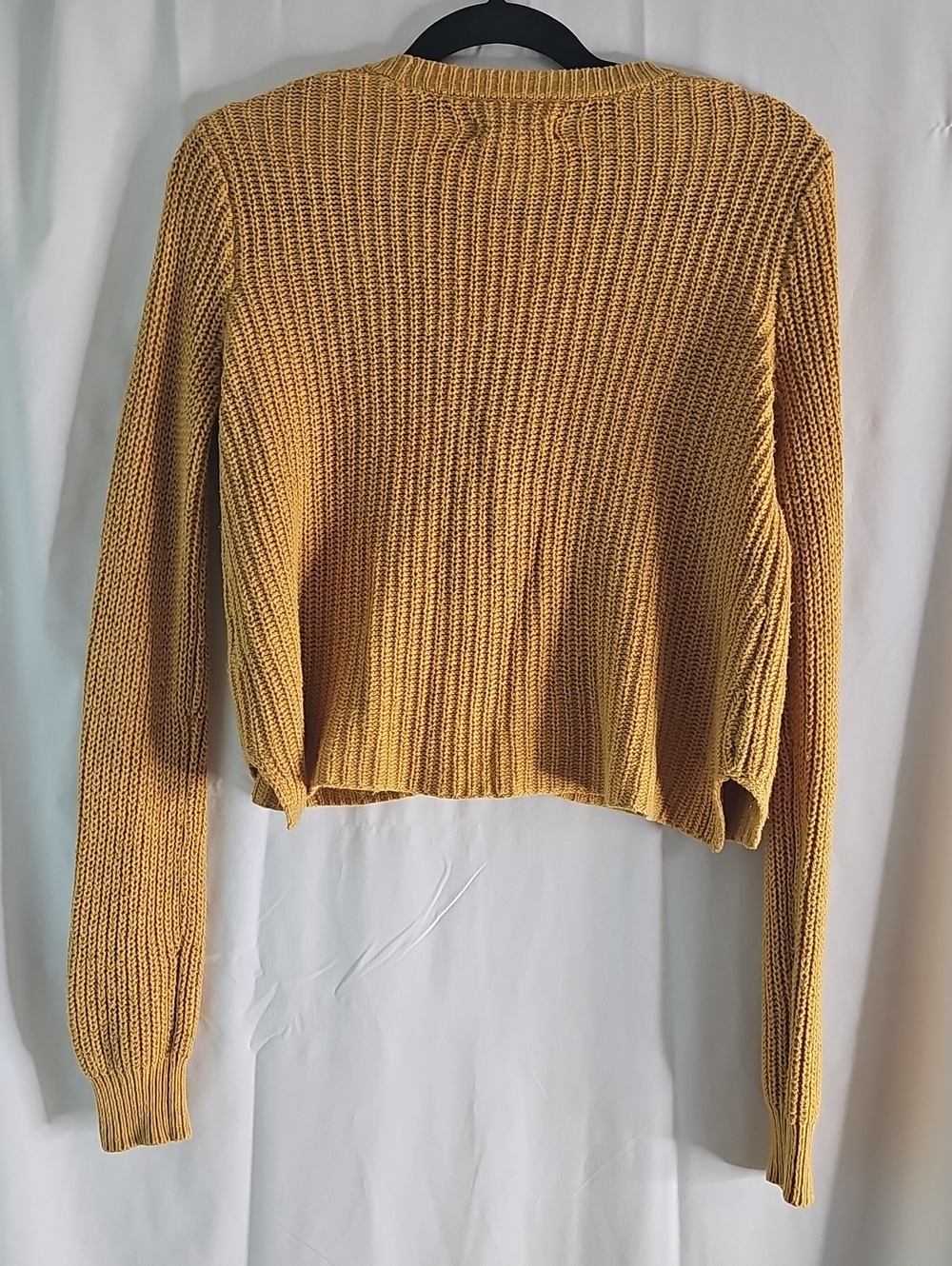 Aeropostale Mustard Lace-Up V-Neck Cropped Knit Sweater - Picture 5 of 6